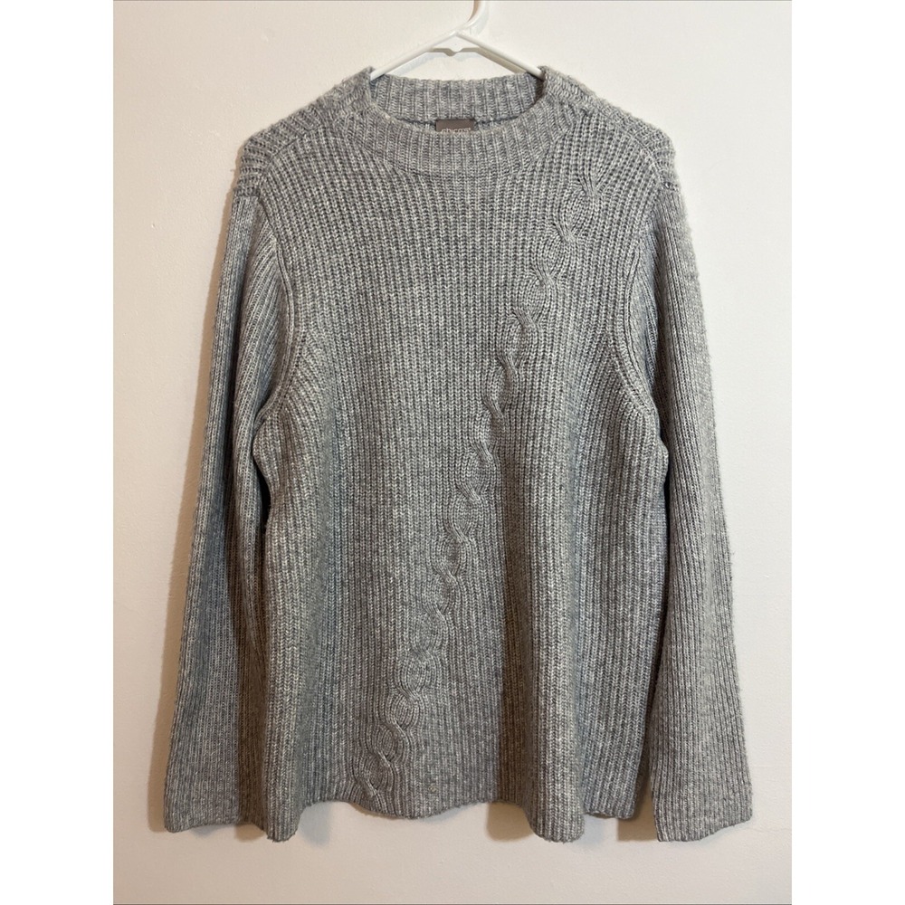 Chicos 2 Sweater Cable Knit Gray Super Soft Cozy Cute Women Medium Ribbed Knit